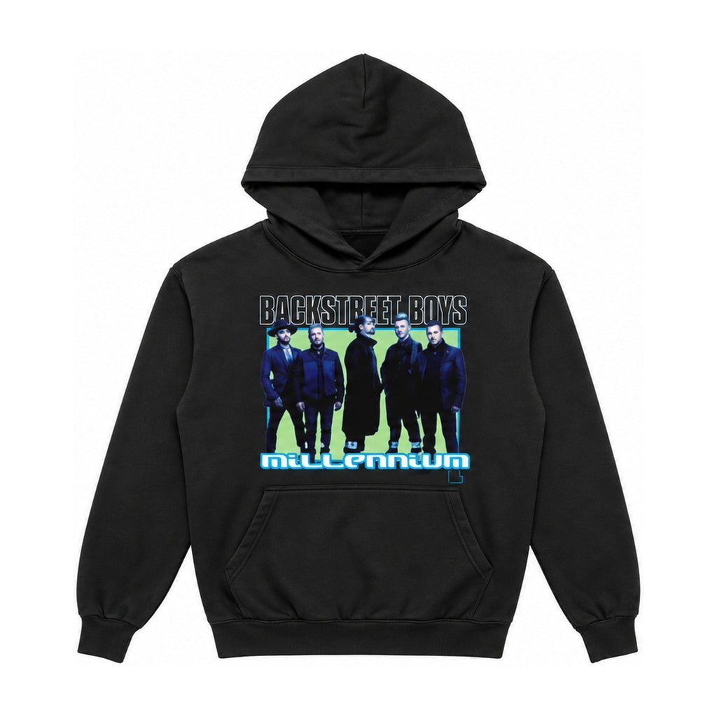 Denim Silhouettes Pullover Hoodie – Black (front)