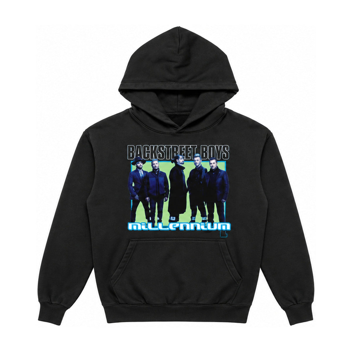 Denim Silhouettes Pullover Hoodie – Black (front)