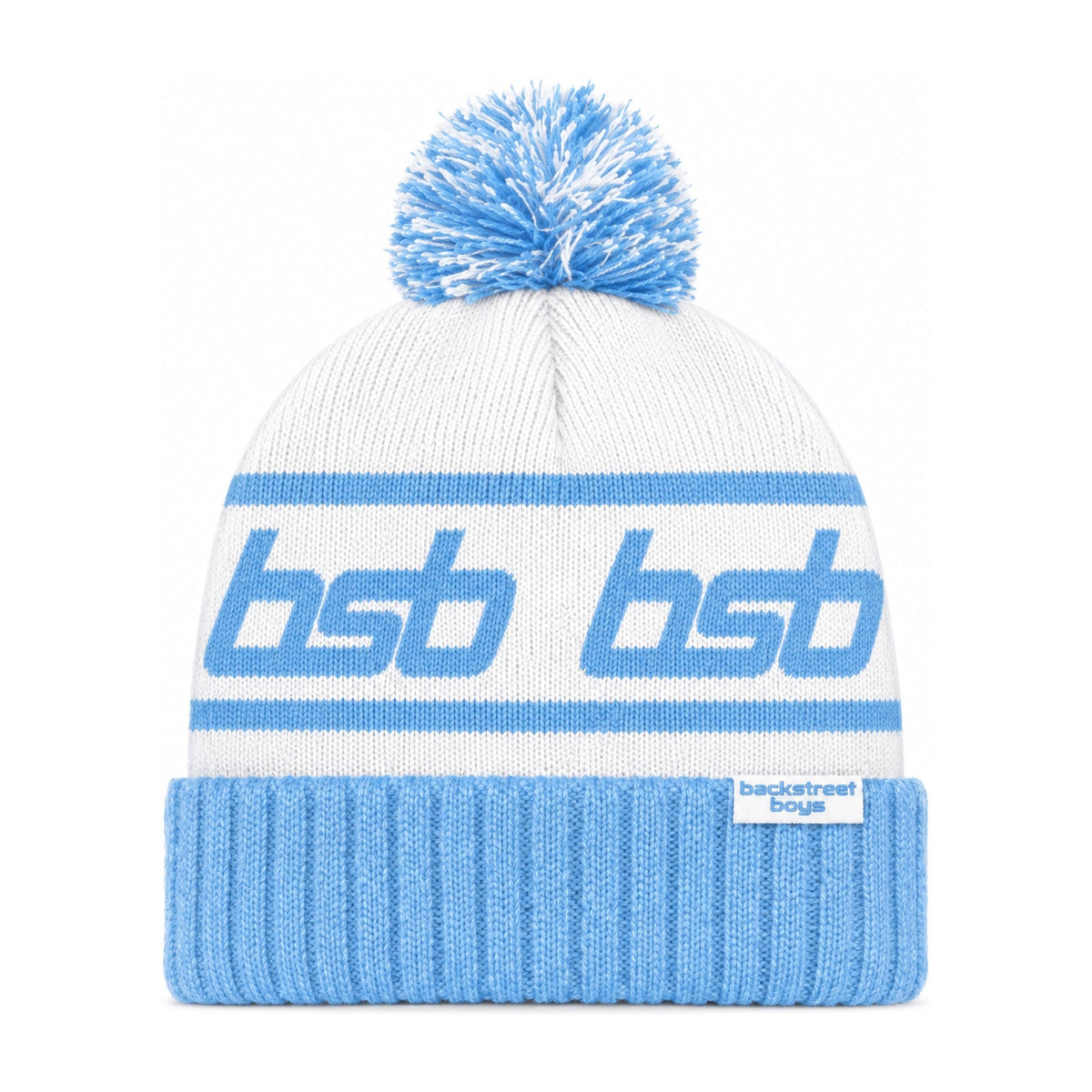 Pom Beanie – White/Blue